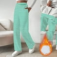 thumbnail image 2 of Maean Women's Striped Pants Fleece Fuzzy Lined Straight Leg Loose Trousers Casual High Waist Sweatpants, 2 of 7