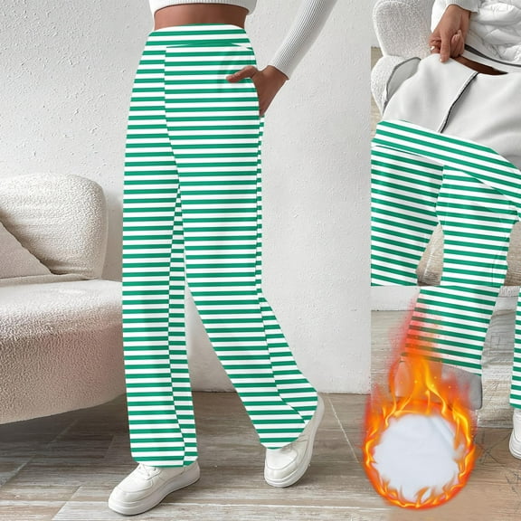 Neewe Womens Striped Sweatpants 2025 Fall Baggy Wide Leg Sweatpant Fleece Lined Straight Leg Sweat Pants