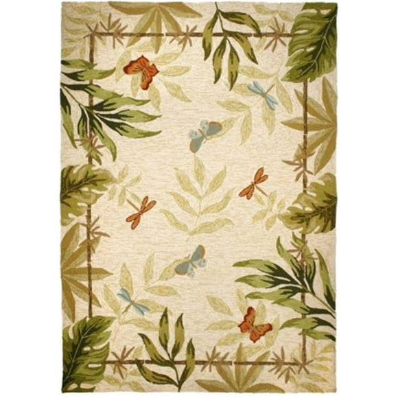 Home Fires PP-JB001J Tapis d'Intérieur et d'Extérieur à Crochets Faits Main 26 Po x 60 Po avec Papillons et Libellules - Beige