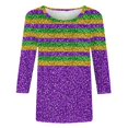 thumbnail image 4 of Penkiiy 2024 Shirt 3/4 Sleeve Mardi Gras Womens Fancy Blouse Carnival Mask Print Tunic Theme Party Round Collar Tee S Multicolor, 4 of 5