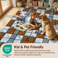 thumbnail image 4 of Design&I 5'x7' Washable Area Rug Beige Mottled Tone Symmetrical Print Contemporary Checkered Hallway for Small Living Room, Bedroom, Sleek Flatweave Pet Friendly & Non-Slip, 4 of 7