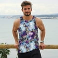 thumbnail image 6 of Uemuo Purple Marble Texture Pattern Men's Muscle Shirts Sleeveless Dry Fit Gym Workout Tank Top Lightweight Sports Tank Top Beach Tank Top, Loose-fit Sleeveless Shirt-Medium, 6 of 7