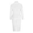 thumbnail image 6 of QQAMB Dresses for Women Turtleneck Knitted Solid Color Thick Lapel Pullover Sweater Set Midi Dress White 2XL, 6 of 6
