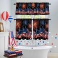 thumbnail image 4 of Independence Day Firework Kitchen Curtains Valances 3 Piece Set, Watercolor Red Blue Stripe Star American Flag Rod Pocket Tier Curtain and Valance Drapes for Small Window 24 Inch Length for Bedroom, 4 of 9
