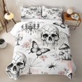 thumbnail image 2 of Homewish Skull Spider Wet Bed Spread Queen,Floral Butterfly Mushrooms Queen Coverlet Set,Halloween Duvet,3-Piece, 2 of 7