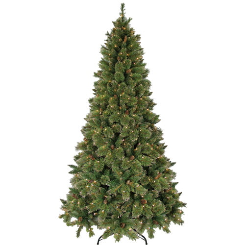Holiday Time Pre-Lit 7.5' Gold Glitter Artificial Christmas Tree, Clear ...