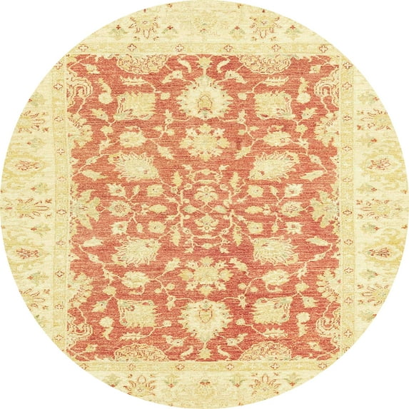 Ahgly Company Indoor Round Abstract Sun Yellow Oriental Area Rugs, 7' Round