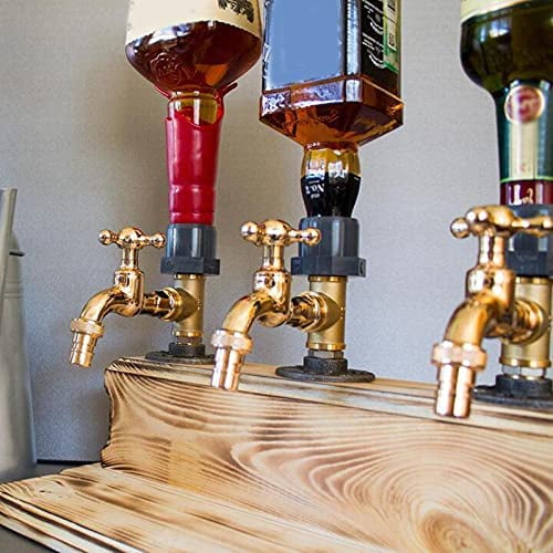 Vvciic Liquor Alcohol Whiskey Wood Dispenser,Fathers Day Whiskey Wood Dispenser Wooden Liquor Dispenser Faucet Shape for Party Dinners Bars