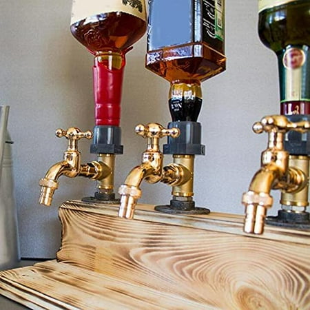 

Day Liquor Alcohol Whiskey Wood Dispenser 1/2/3 Bottle Liquor Dispenser Professional Alcohol Dispenser Station Faucet Shape For Party Beverage Wine Racks Cocktail Dispenser Wine Holder