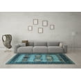thumbnail image 3 of Ahgly Company Indoor Round Oriental Light Blue Industrial Area Rugs, 5' Round, 3 of 4