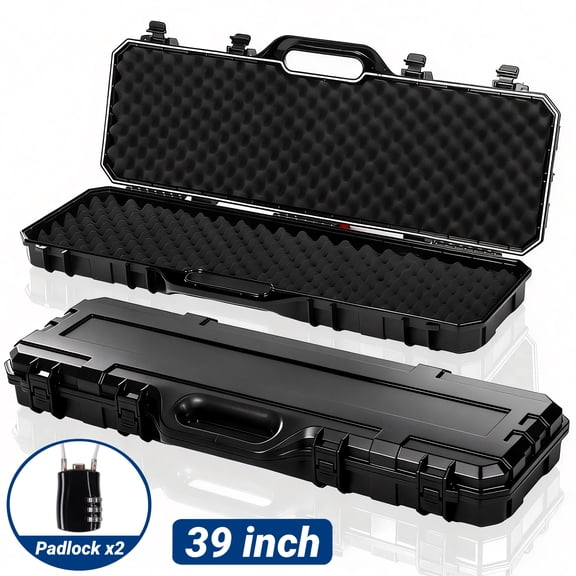 Gun Case,Blacksmith 39 inch Hardshell Travel Carrying Case for Gun With 2 Padlocks,Black