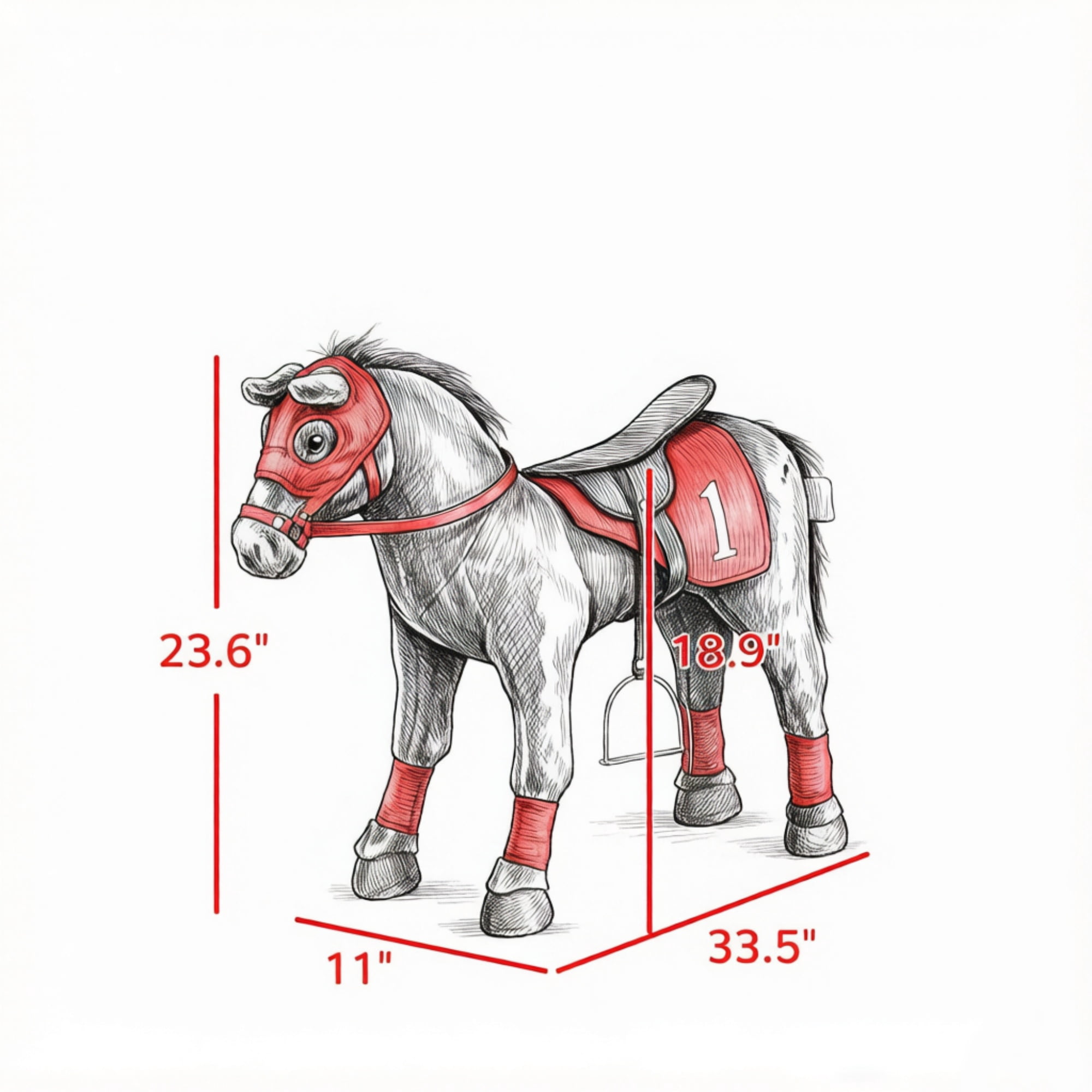 Kids Ride on Horse Toy Age 3-8, Press to Neigh, Equipped with Saddle & Stirrups
