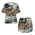 thumbnail image 4 of Lsque Wolf Family Winter Wonderland Women's Short-Sleeved Pajama Set - 2 Piece Soft and Lightweight Sleepwear Set-Small, 4 of 9