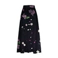 thumbnail image 5 of Viikei Women's Skirt with Elastic Waistband,Women's Printed Elastic Waistband Pleated Pocket Skirt With Mid Calf Skirt Black XL, 5 of 5