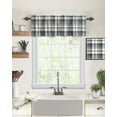 thumbnail image 2 of Kitchen Curtain Valance and Tiers Set Check Plaid Rod Pocket Kitchen Tier Curtain Valance Set 3 Piece Farmhouse Brown Blue Buffalo Plaid Window Curtain Valance Tier Set for Bedroom Bathroom 54x36 Inch, 2 of 6