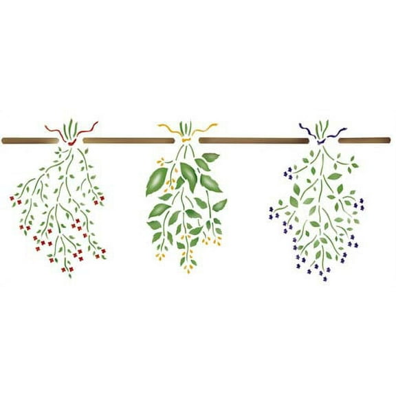 Small Dried Herbs on Rack Wall Stencil SKU #654B by Designer Stencils
