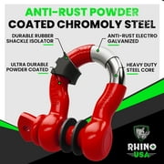 Rhino USA D Ring Shackles (2pc) - 41,850lb Break Strength - 3/4 Clevis Shackle w/ 7/8 Pin (Red)