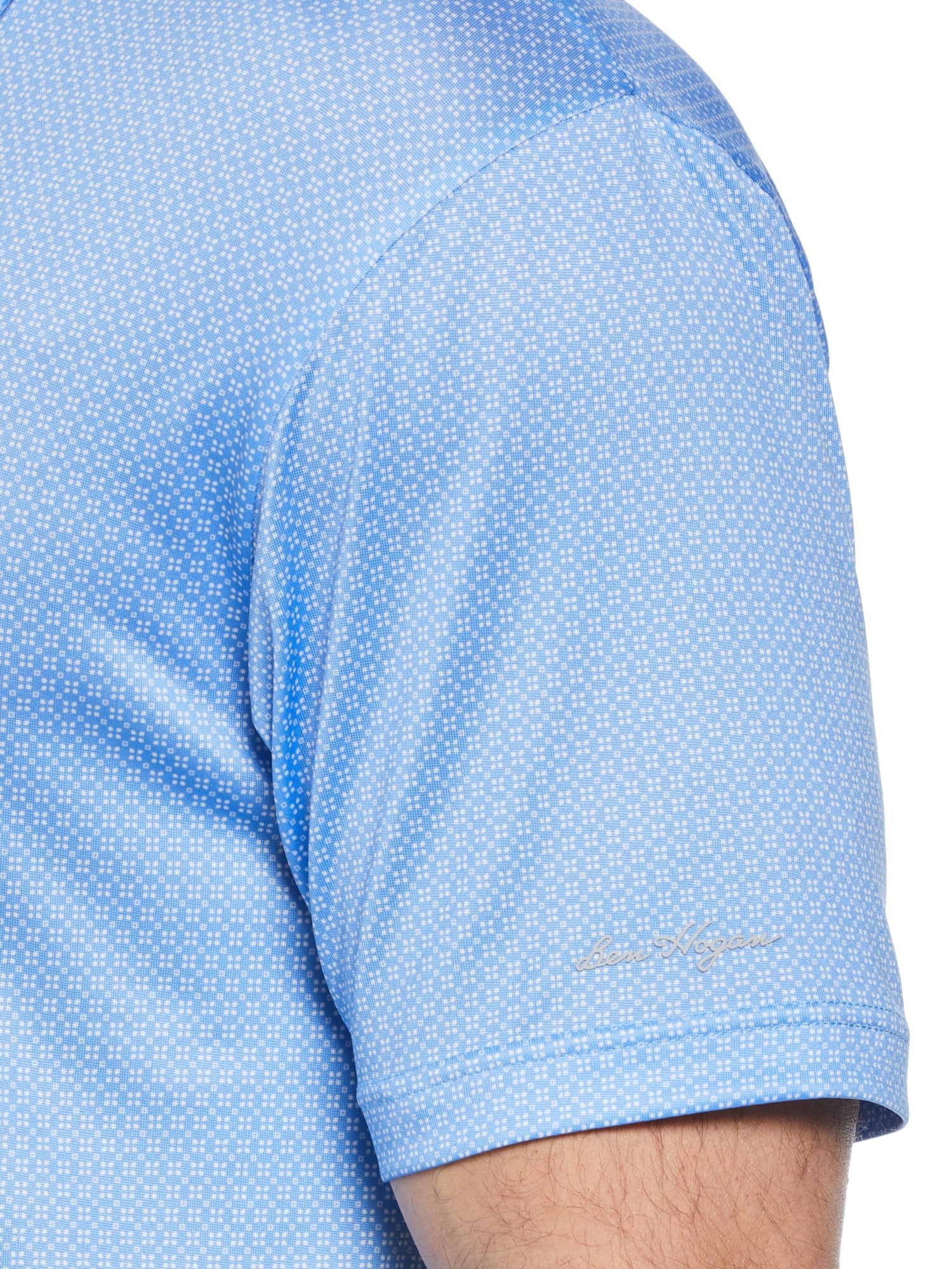 Ben Hogan Performance Men’s and Big Men’s Micro Geo Print Short Sleeve Golf Polo Shirt, up to Size 5XL