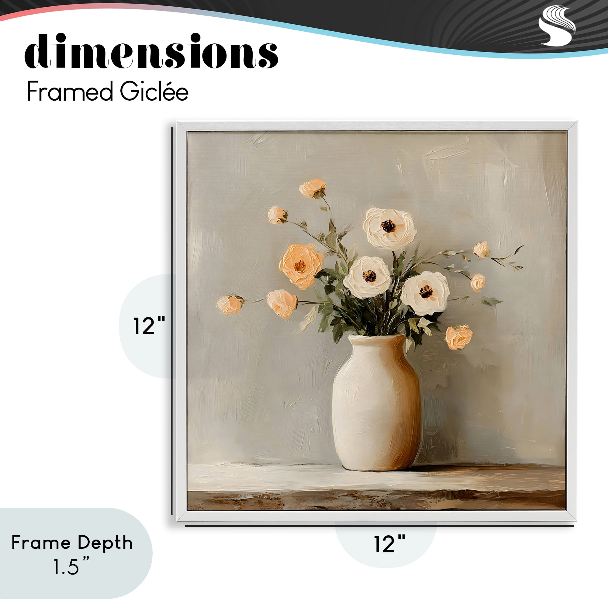 Stupell Industries Simple Floral Vase in Pastels White Framed Giclee Art, design by Creative Studio