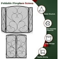 thumbnail image 3 of 3 Panel Fireplace Screen 48" W x 29" H Modern Foldable with Wrought Metal Decorative Mesh,Black, 3 of 5