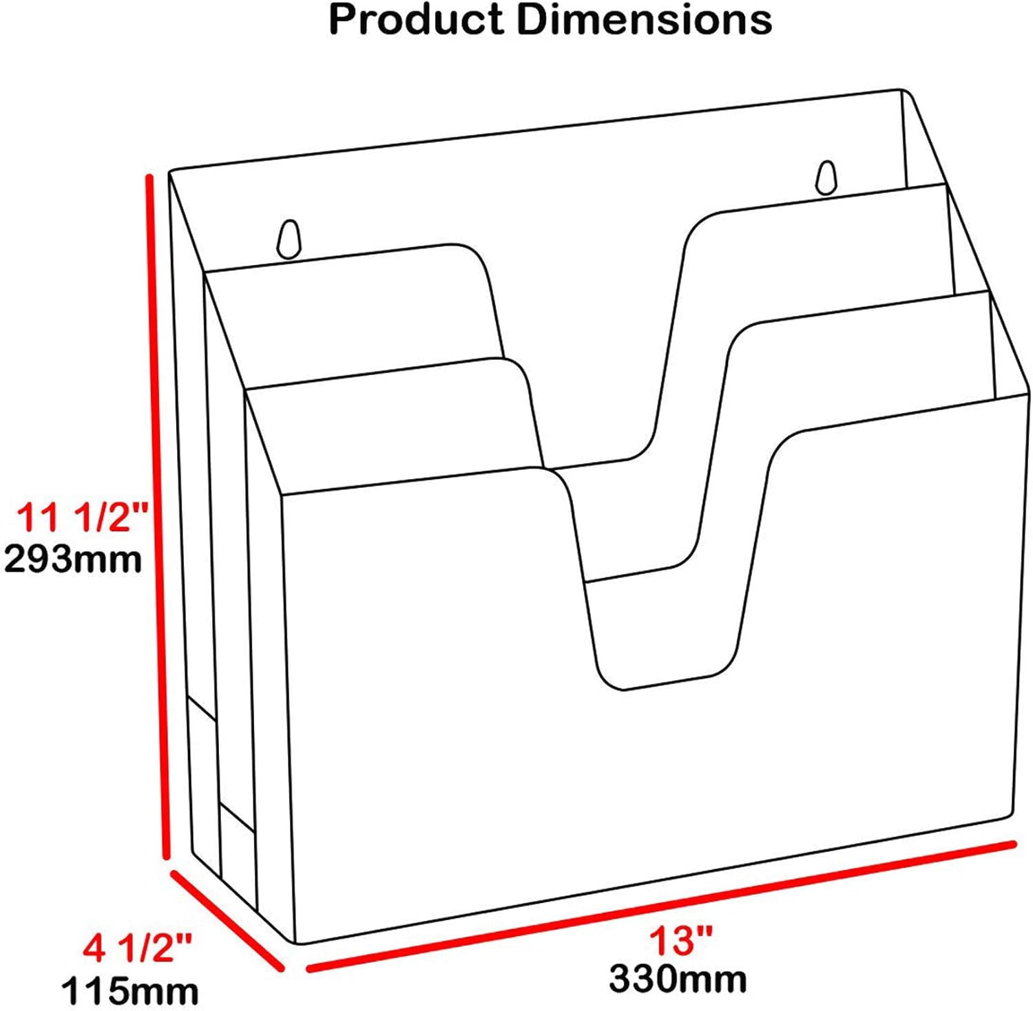 Acrimet Horizontal Triple File Folder Holder Organizer (White Color)