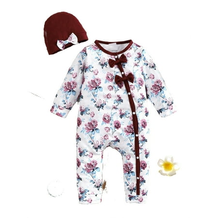 

Floral Print Round Neck Sweatshirt Long Sleeve Multicolor Baby Jumpsuits (Baby s)