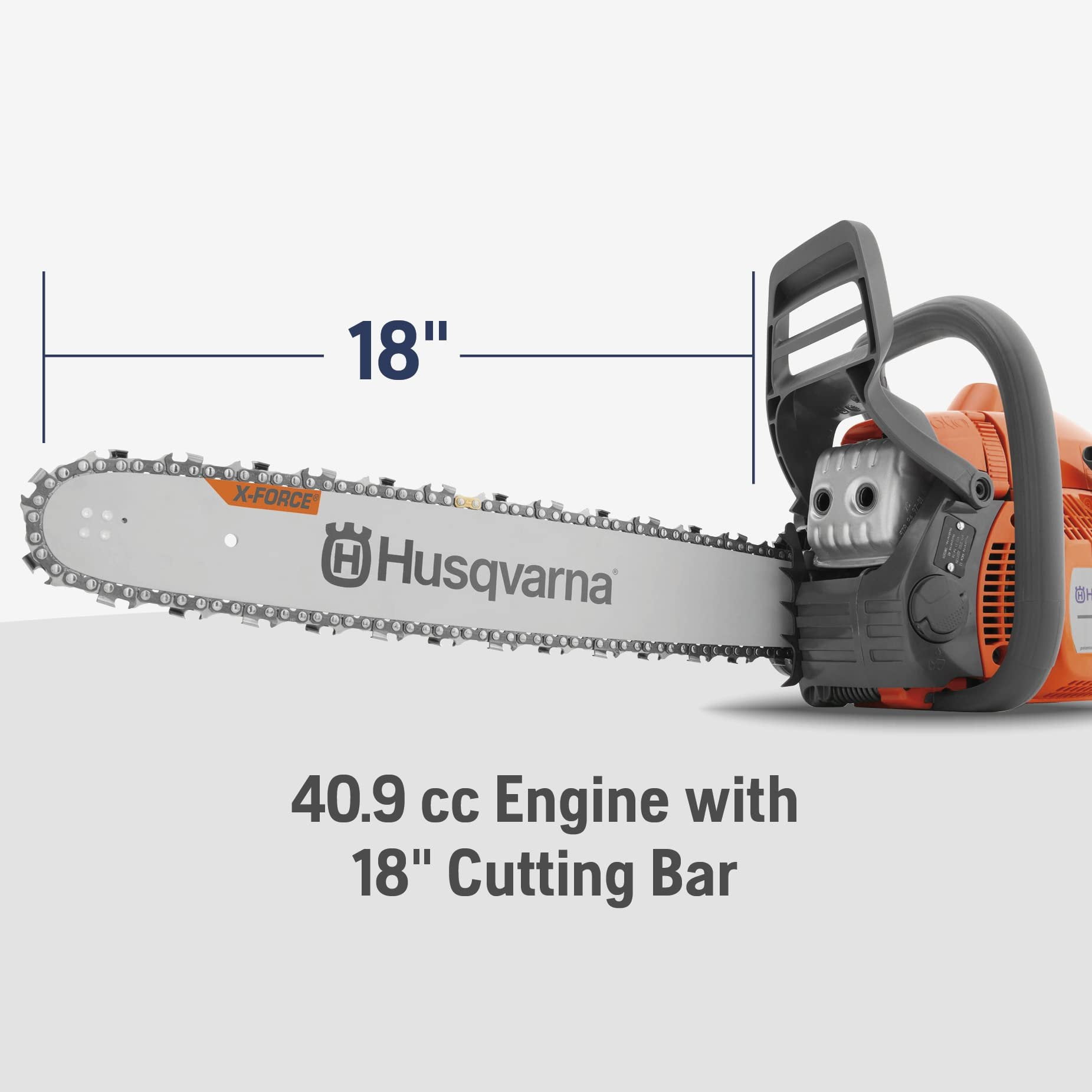 Husqvarna Gas Chainsaw 440 - 18 In Bar, 40.9 Cc 2-Cycle Engine, Chain Brake - Orange