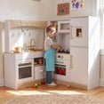 thumbnail image 3 of Pirecart Corner Play Kitchen for Kids with Sounds & Lights, Toddler Wooden Kitchen Playset with Microwave Oven, Stove, Water Dispenser, Sink, White, 3 of 8