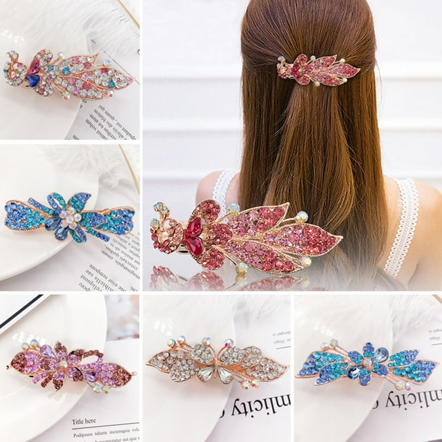 Barrette à Cheveux Forme Différente Faux Strass Incrusté Alliage Brillant pour Fille