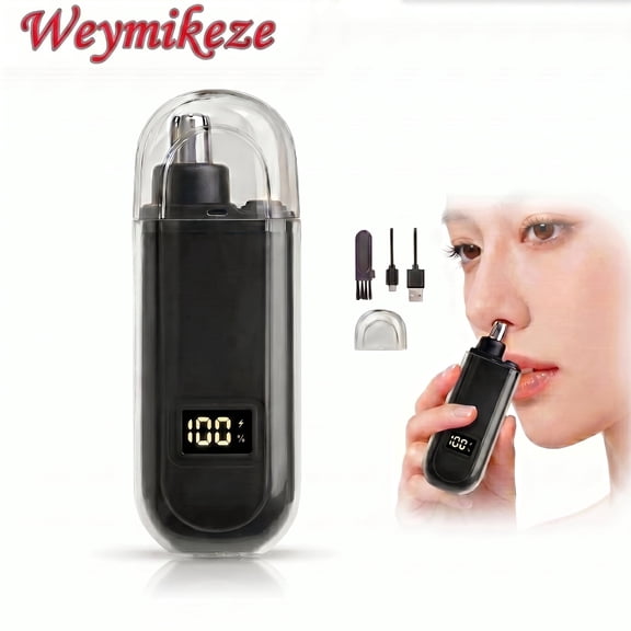 Weymikeze Unisex Anti Pulling Precise Rechargeable Portable Battery Nose & Ear Trimmer with Charging Cable & Cleaning Brush, Black