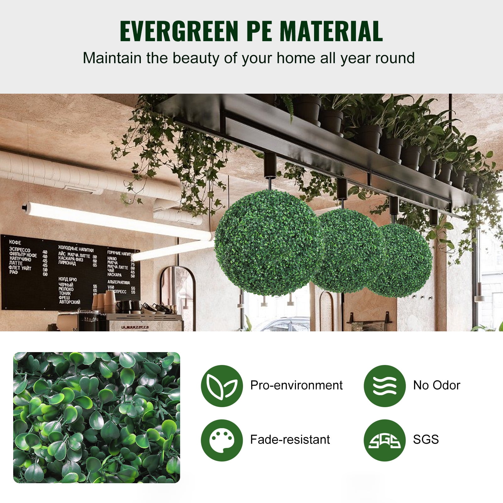 VEVOR 16" Artificial Topiary Greenery Ball Fake Plants Outdoor Indoor Décor