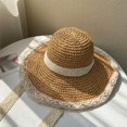 thumbnail image 3 of womens Straw Hats,womens Straw Hats for summer beach fashion boho,with chain strap lace Wide Brim sun hat Packable,Travel Bucket Hats caps Sunscreen Foldable,Floppy UV Hat Girls accessories Salvador sombreros de paja para mujer, 3 of 10