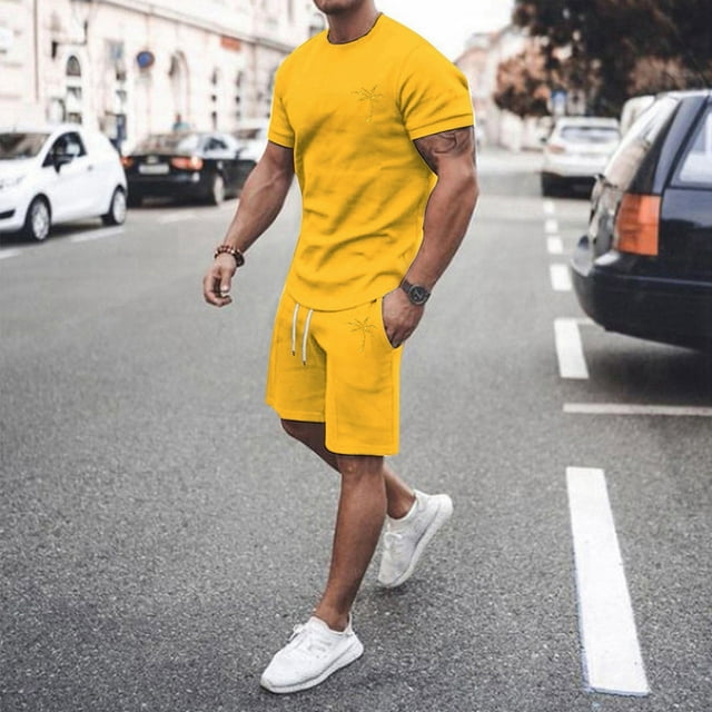 MKLEKYY Pijama Corto De Verano Para Hombre, Ropa Deportiva, Camiseta Transpirable De Manga Corta Y Pantalones Cortos Deportivos Con Bolsillos.
