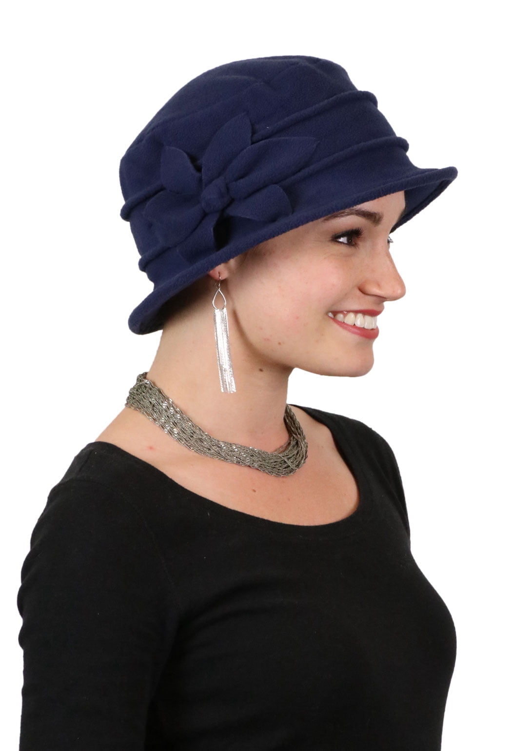 Cozy Fleece Cloche Hat with Flower Detail for Winter, Chemo Headwear Cancer Headwear | Chemo Hats | Women main image 4