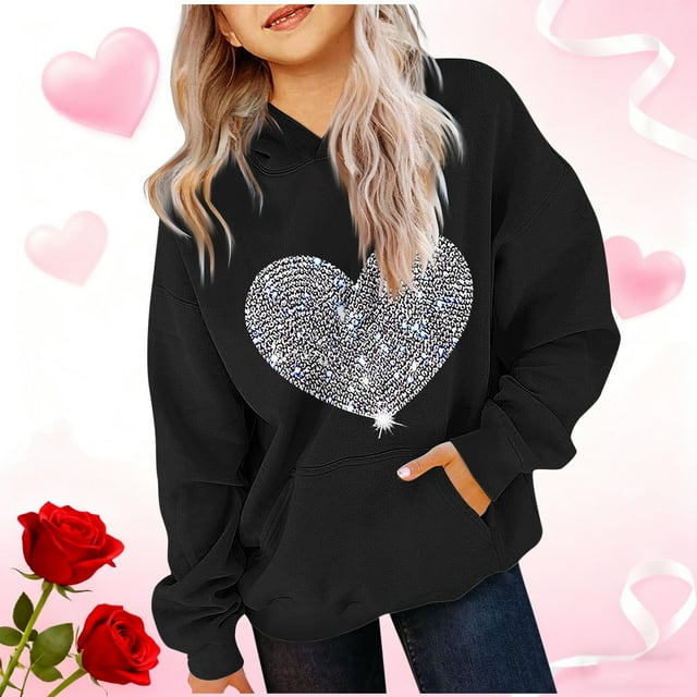 Cowsor Sweat à Capuche pour Enfants / Manches Longues Imprimé Col Rond / Tissu Extensible Doux / Tenue Décontractée Chaude pour École Quotidienne / Garçons Filles 2-14 Ans