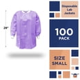 thumbnail image 2 of Purple SMS Lab Jackets, 50 GSM Snap Front with 3 Pockets, 100 Count, Small 29", 2 of 8