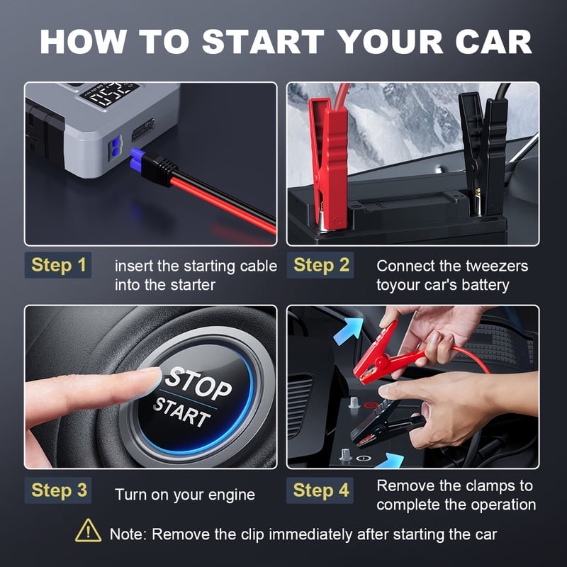 BSMOOM Car Jump Starter with Air Compressor, 12V 6000A Peak Portable Car Battery Jump Starter Jump Box, 150PSI Car Air Pump Tire Inflator Battery Charger with LED Light, LCD Display, Gray