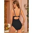 thumbnail image 6 of Womens Moderate Cut One Piece Swimwear Retro Wide Straps Bath Suit Ribbed Swimsuit, 6 of 6