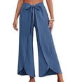 thumbnail image 5 of WTXUE Yoga Pants, Wide Leg Pants Women High Waisted Hippie Pants Boho Beach Plus Size Palazzo Pants, Sweatpants Womens Trousers Bell Bottoms, Blue, 5 of 8