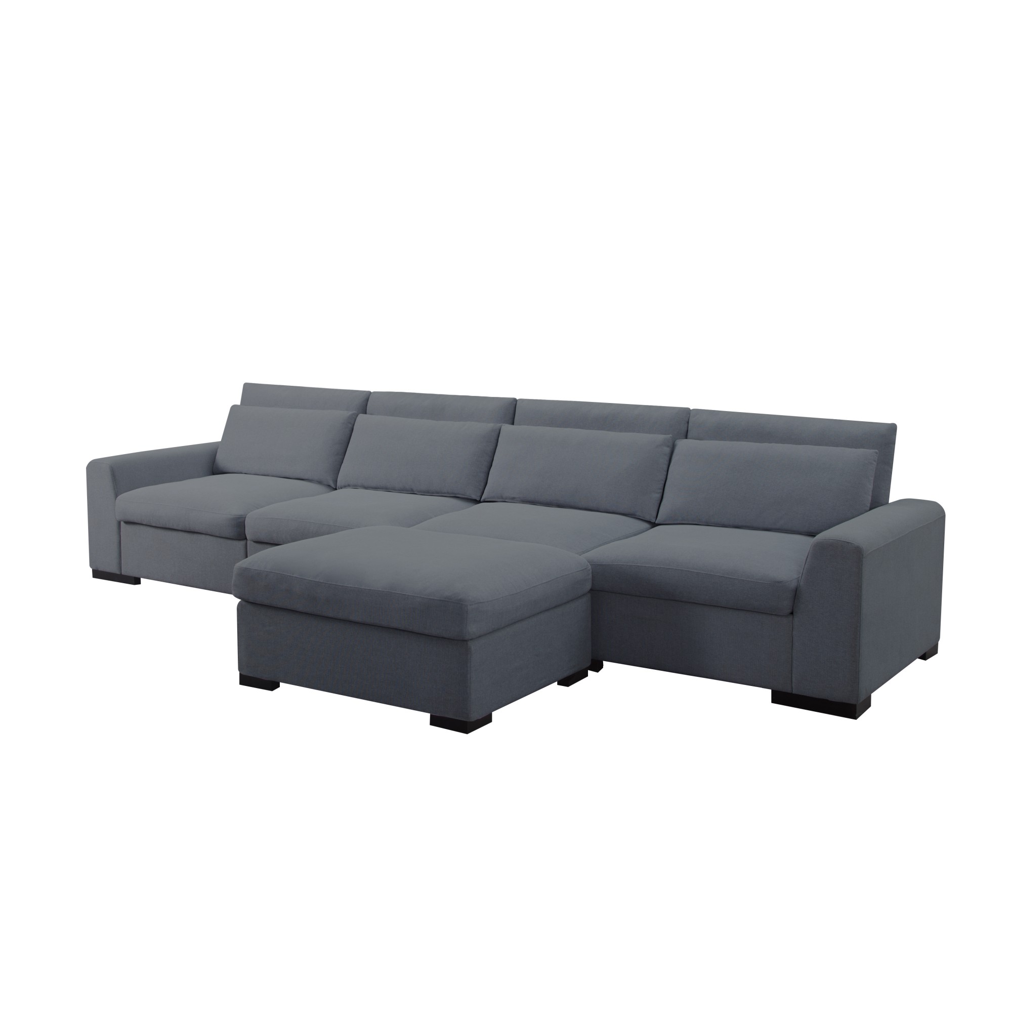 Gewnee Dark Grey 149" Modular Sectional Sofa with Ottoman - 5-Seat Linen Blend, Removable Cushions for Living Room