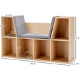 thumbnail image 2 of 6-Cubby Kids Bookcase with Reading Nook and Cushion, Multi-Purpose Storage Organizer for Bedroom, Living Room, Natural, 2 of 5