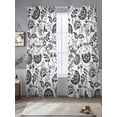 thumbnail image 2 of Boho Black Floral Sheer Curtains 84 Inch Length 2 Panels Set, Vintage Farmhouse Paisley Plant Leaf Voile Window Treatment Rod Pocket Curtains Sheers Drapes for Bedroom/Living Room/Kitchen 52"x84"x2, 2 of 7