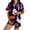 #3 Dark Purple, variant on Helii Women Halloween Graphic Printed Button Shirt Pajamas Sets Silk Satin Cute Sleepwear Short Sleeve Tops Orange S