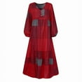 thumbnail image 3 of ZANZEA Women Leisure V-Neck Long Sleeve Plaid Printed Dress with Pockets, 3 of 10