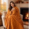 thumbnail image 4 of Halloween Embroidered Faux Fur Throw,Cozy Warm Fall Decorative Blanket for Couch Sofa Bed,Soft Plush Seasonal Home Accent,66.93"x59.06", 4 of 8