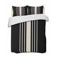thumbnail image 2 of Black Beige Striped Full Size Down Alternative Comforter, Lightweight Comforter Quilt Bedding Set with Pillow Shams Modern Farmhouse Retro Lines All Seasons Bed Comforter Duvet Insert 78"x90", 2 of 7