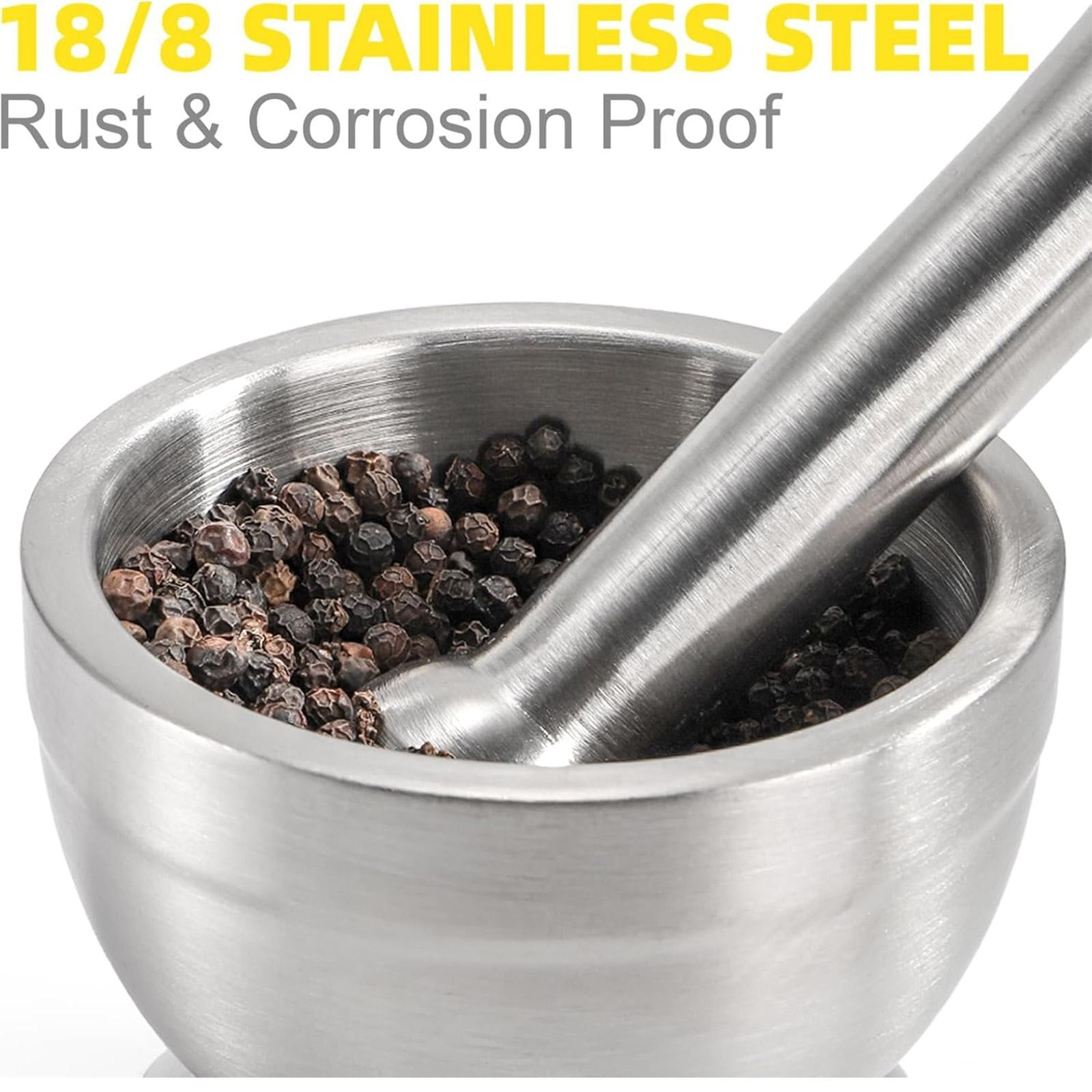 LAILLSH Clearance Garlic Press Stainless Steel Stainless Mortar and Pestle Set Efficient Crusher with Silicone Lid and Anti Base Rustproof Crusher Multifunctional Kitchen Manual Masher for Grinding