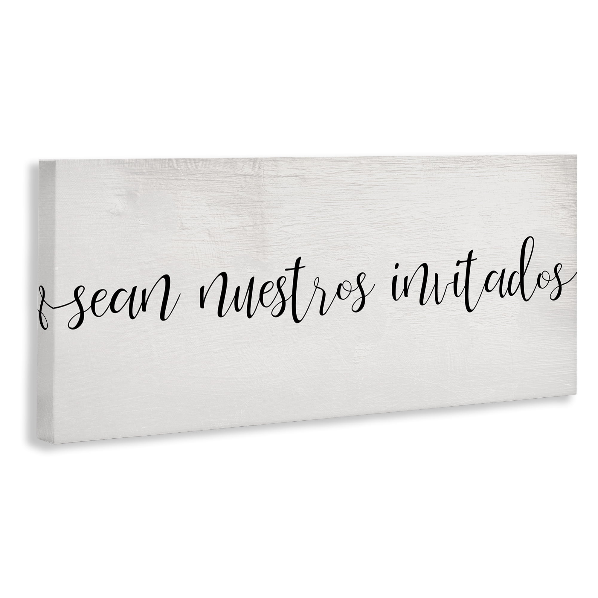 Stupell Industries Sean Nuestros Invitados Inspirational Quotes & Sayings Painting Wrapped Canvas Art Print Wall Art, 24 x 10