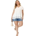 thumbnail image 3 of Women's Plus Size Top Casual Flare Sleeve Double Layers chiffon Blouse White 2X, 3 of 7