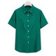 thumbnail image 5 of Camisas de Manga Larga para las Mujeres Suelto Ajuste Solapa Botón de Manga Corta Imitación Túnica de Lino, Camisas de Manga Larga para las Mujeres Bajo Scrubs Blusa Casual, 5 of 7